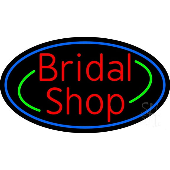 Oval Bridal Shop LED Neon Sign 13 x 24 - inches, Black Square Cut Acrylic Backing, with Dimmer - Premium built indoor Sign for Storefront, Store interior, Studio.
