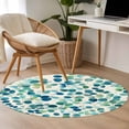 thumbnail image 3 of Area Rug 48in, Blue Green Eucalyptus Leaf Floor Carpet Living Room Rug, Watercolor Leaves Seamless Non-Slip Welcome Mat Indoor Rugs for Bedroom Dining Room, 3 of 9