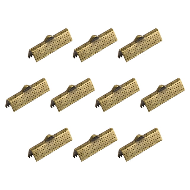 Unique Bargains 180Pack Ribbon Crimp Clamp Ends 22mm Cord End Clasp for DIY Craft Bronze Tone