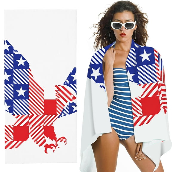 RKSupls American Flag Eagle Silhouette Oversized Microfiber Beach Towel, Ultra-Soft Microfiber Machine Washable Ideal for Bathroom, beach , Soft Super Absorbent- 30x60 in