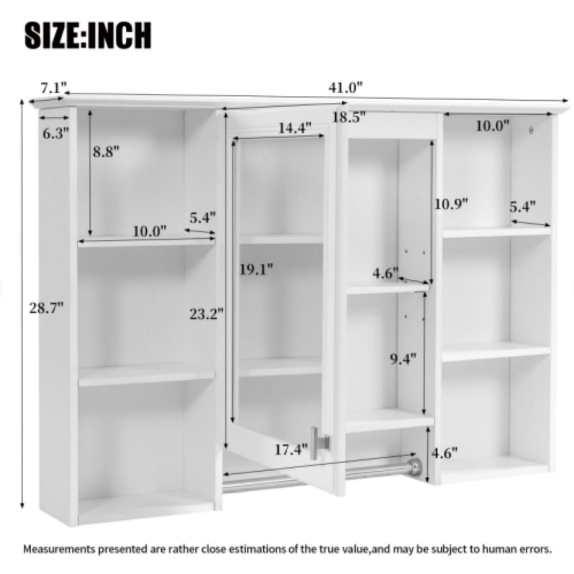 41" Bathroom Mirror Cabinet, 3-in-1 Wall Mounted Medicine Cabinet with Adjustable Shelf, Soft Close Door, High Definition Mirror & Towel Bar for Bathroom Vanity, White