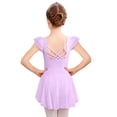 thumbnail image 3 of Arshiner Girls Shiny Ruffle Sleeve Ballet Leotard with Skirt Criss-Cross Back Dance Dresses,8-9Y,Purple, 3 of 9
