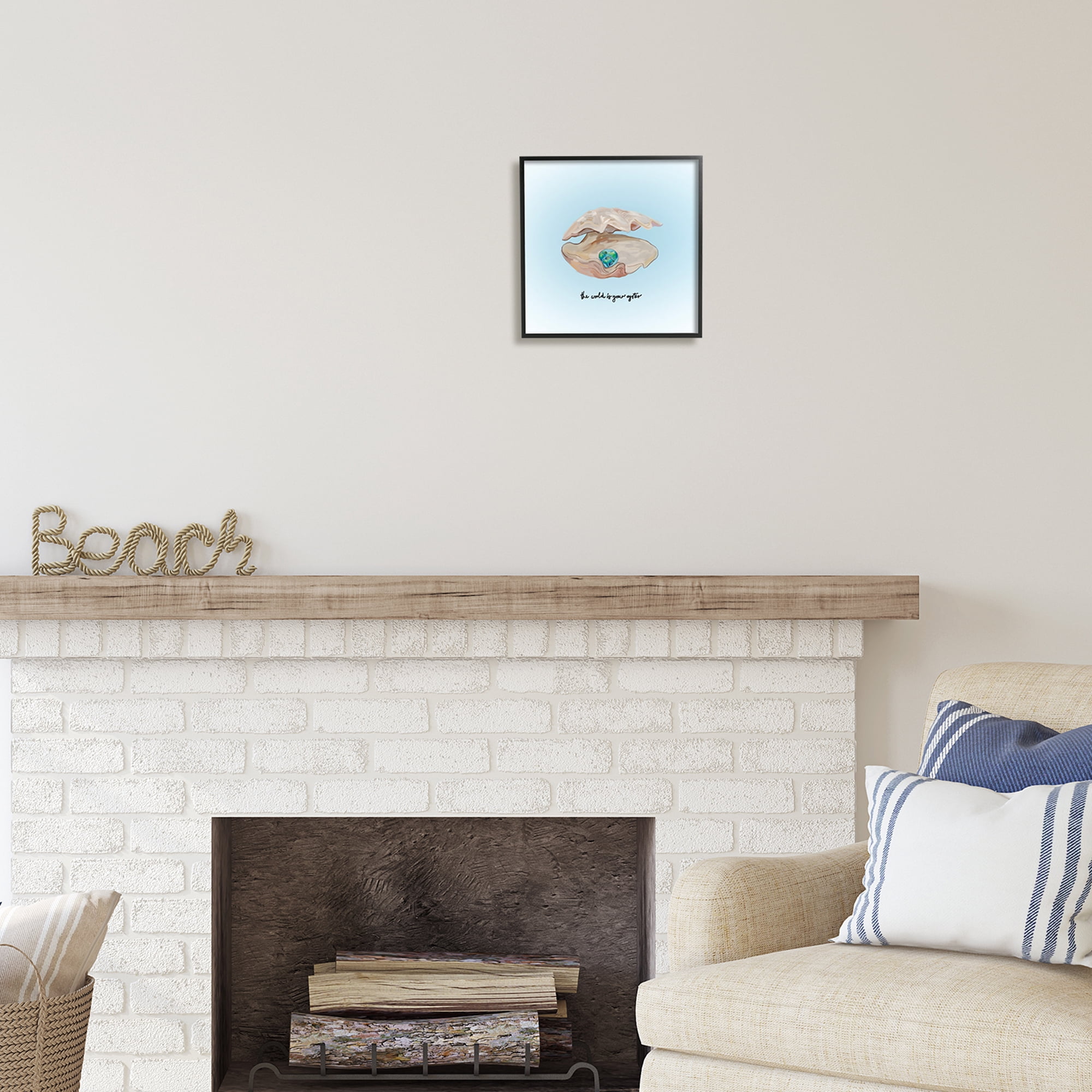 Stupell Industries World Your Oyster Phrase Animals & Insects Painting Black Framed Art Print Wall Art, 12 x 12