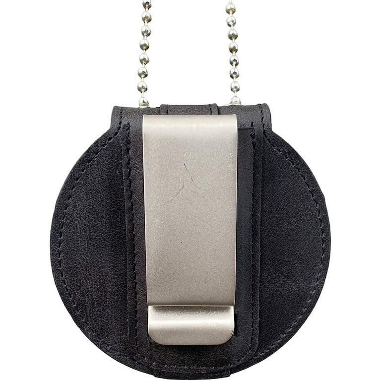 Dallas PD Handcrafted leather badge holder with metal belt clip