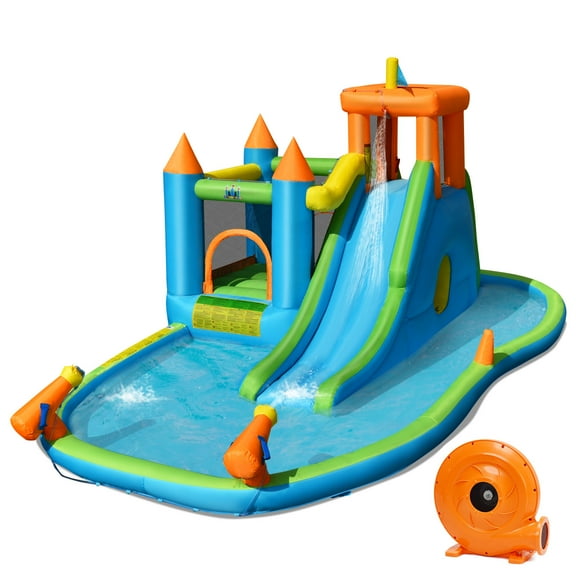 Costway Bountech Inflatable Water Slide Kids Bounce House Splash Water Pool w/ Blower