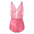 thumbnail image 3 of Levmjia Womens Halter Lace Mesh One Piece Lingerie Set Deep V Backless Floral Sleepwear Bodysuit Soft Stretch Date Nights Solid Color, 3 of 6