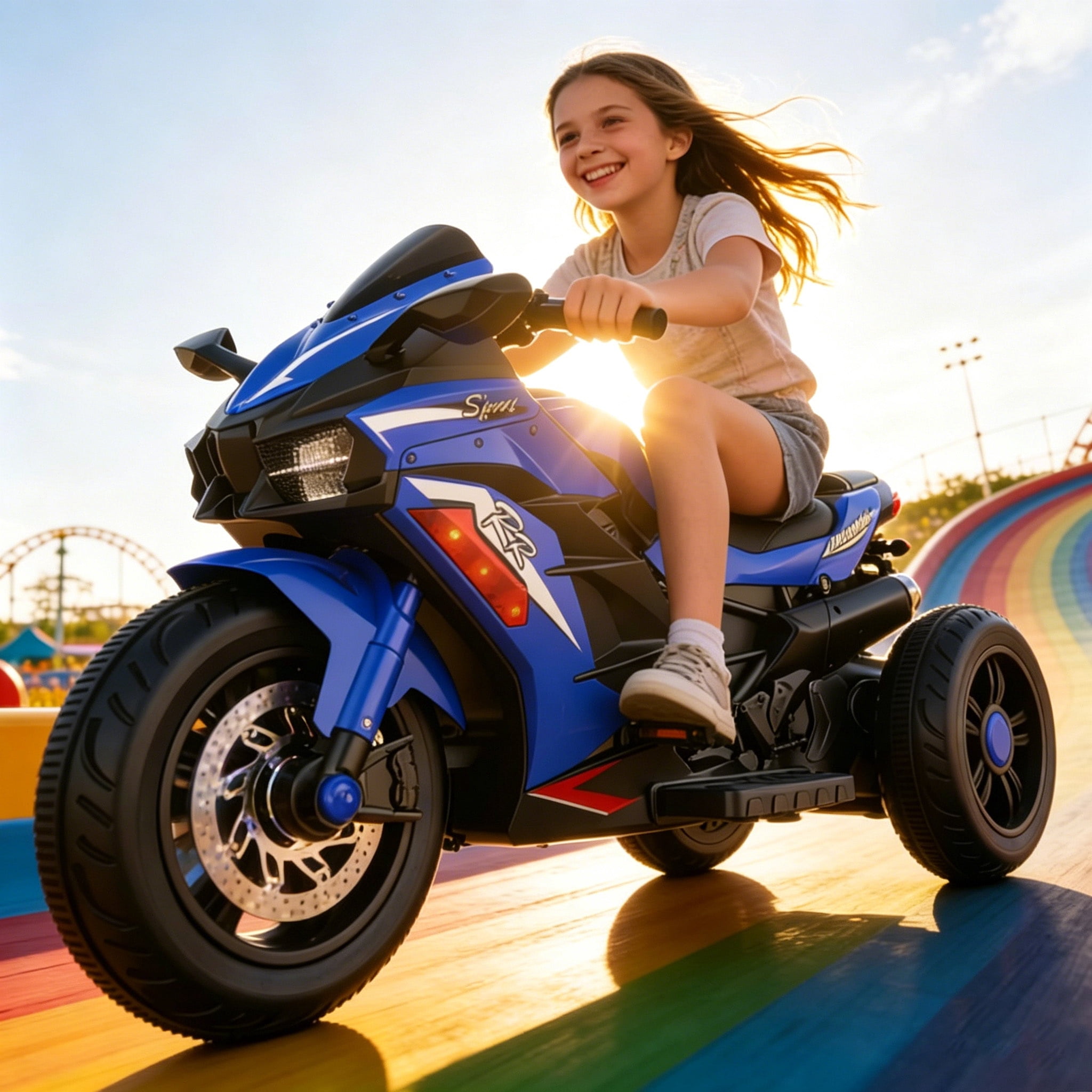 Zogymoz 12V Electric Motorcycle for Kids, Powered Ride on Motorcycle with LED Lights, Bluetooth Music