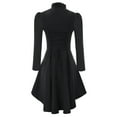 Long Coats For Women HighLow Hem Coat Steampunk Long Puff Sleeve Stand Collar VNeck Elegant