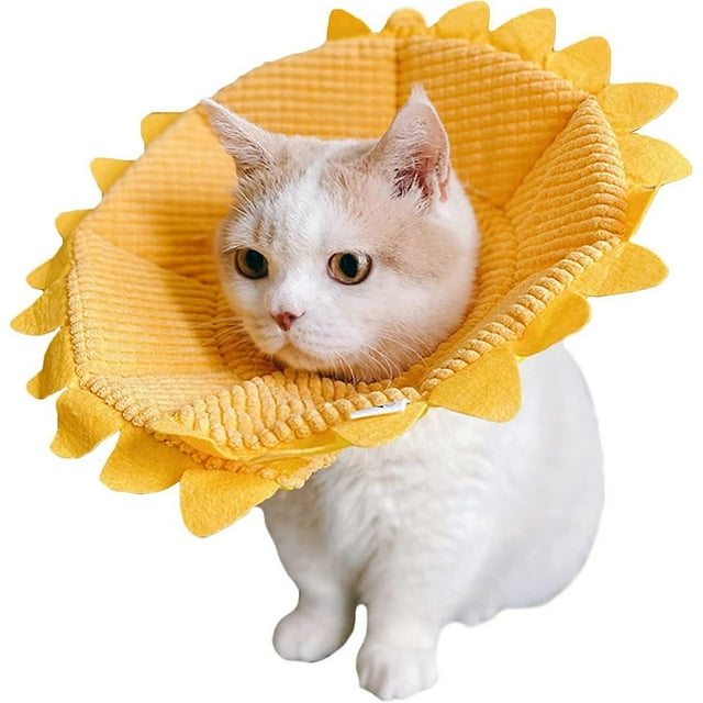 Cat Dog Cone Collar, Sunflower E Collar for Dog Cat After Surgery, Soft Cat Cone Dog Recovery Collar, Cat Dog Elizabethan Collars