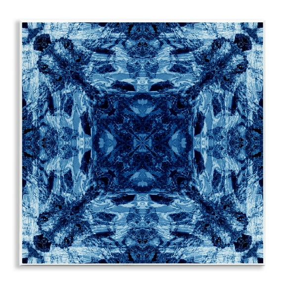 Stupell Industries Blue Tie Dye Symmetry Abstract Painting Unframed Art Print Wall Art, 12 x 12