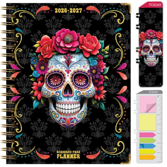 2026-2027 Excello Brands 8.5" x 11" Academic Year Hardcover Fashion Planner, Weekly/Monthly, 14 Month, Sugar Skull