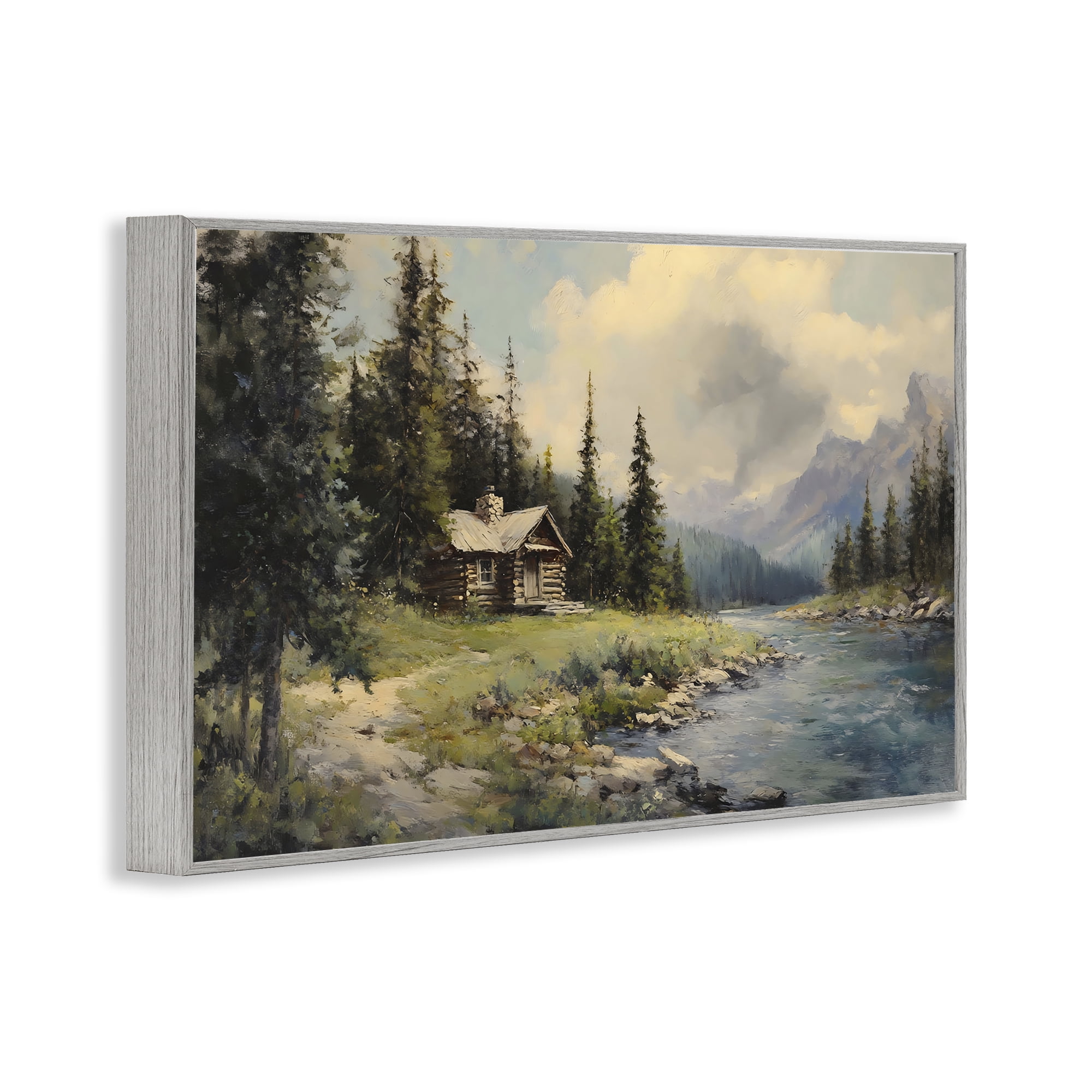 Stupell Industries Creek Cabin Riverside Retreat Gray Framed Giclee Art, design by Franklyn Gregory