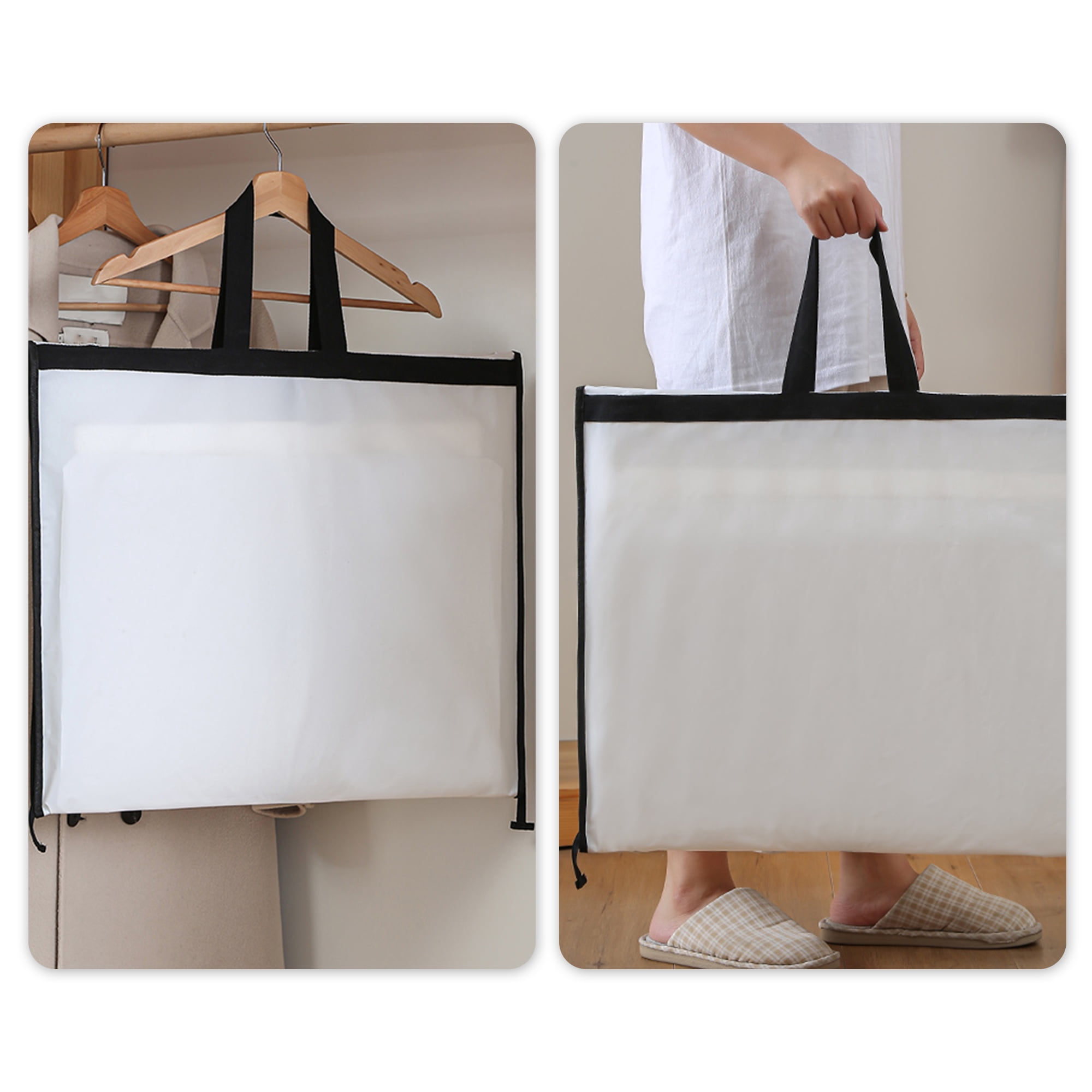Unique Bargains Garment Bags, PEVA Clothes Cover Bags with Handle White 23.6"x70.9"