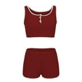 thumbnail image 3 of Juniors T-Shirts Spring and Summer Sexy U Neck Tight Suspender Shorts Women's Suit T Shirts for Women, 3 of 6