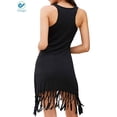 thumbnail image 2 of Deago Women's Summer Solid Sleeveless Beach Dress Bikini Cover Up Casual Tassel Sun Dress Vacation Short Dresses (Black, M), 2 of 6