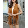 thumbnail image 3 of Yesfashion Women's Fringe Vest 70s Hippie Sleeveless Tassel Long Cardigan Jacket Cowgirl Western Tops, 3 of 8