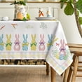thumbnail image 4 of Easter Tablecloth 60×104 Inch, Spring Carrots Bunny Colorful Washable Table Cover for Party Picnic Dinner Decor, 4 of 6
