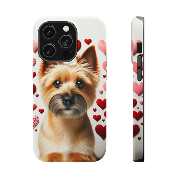 DistinctInk Tough Case for Apple iPhone 14 Pro MAX (6.7" Screen), Compatible with MagSafe Charging - Valentine's Day Norwich Terrier
