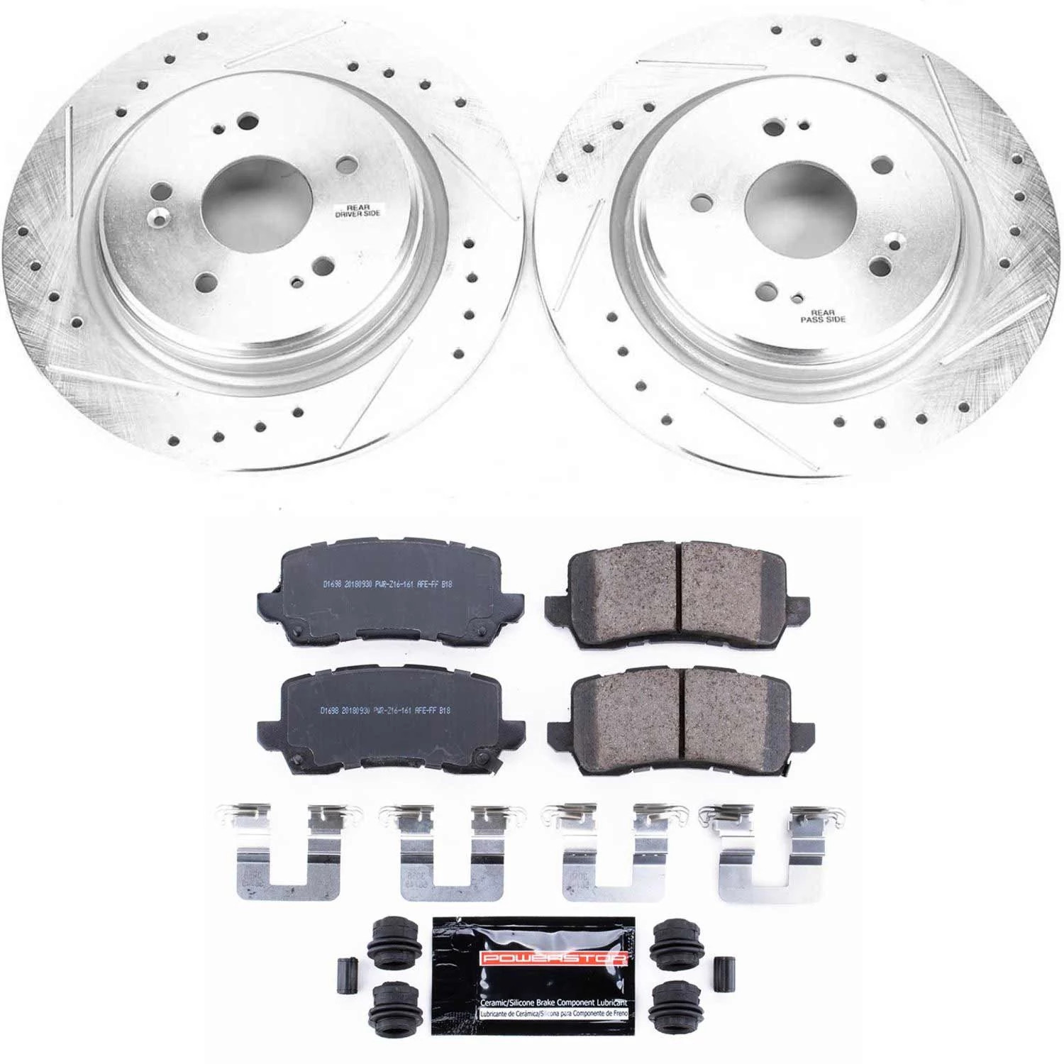 PowerStop Rear Z23 Evolution Sport Carbon-Fiber Ceramic Brake Pad and Drilled & Slotted Rotor Kit Fits: ACURA Select Models K7216