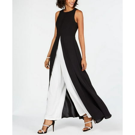 Adrianna Papell Women's Sleeveless Stretch Crepe Jumpsuit Black Size 14