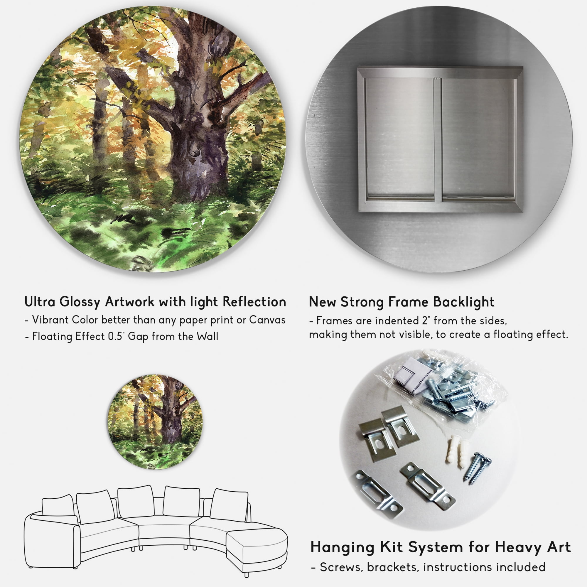 Designart 'Autumn Forest With A Large Tree' Lake House Circle Metal Wall Art 23x23 - Disc of 23