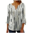 thumbnail image 2 of Fesfesfes Women Plus Size Tops Women Fashion Printed Casual V-Neck 3/4 Sleeve T-Shirt Blouse Tops Layering Shirts for Women 18(XXXXXL), 2 of 6
