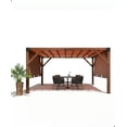 thumbnail image 2 of TROPOW Gazebos for Gardens,All Seasons Gazebos,12 X 14 FT Wood Pergola, Solid Structure, Retractable Shade Canopy, Outdoor Wooden Pergola for Patio, Backyard, Deck, Garden, 2 of 7