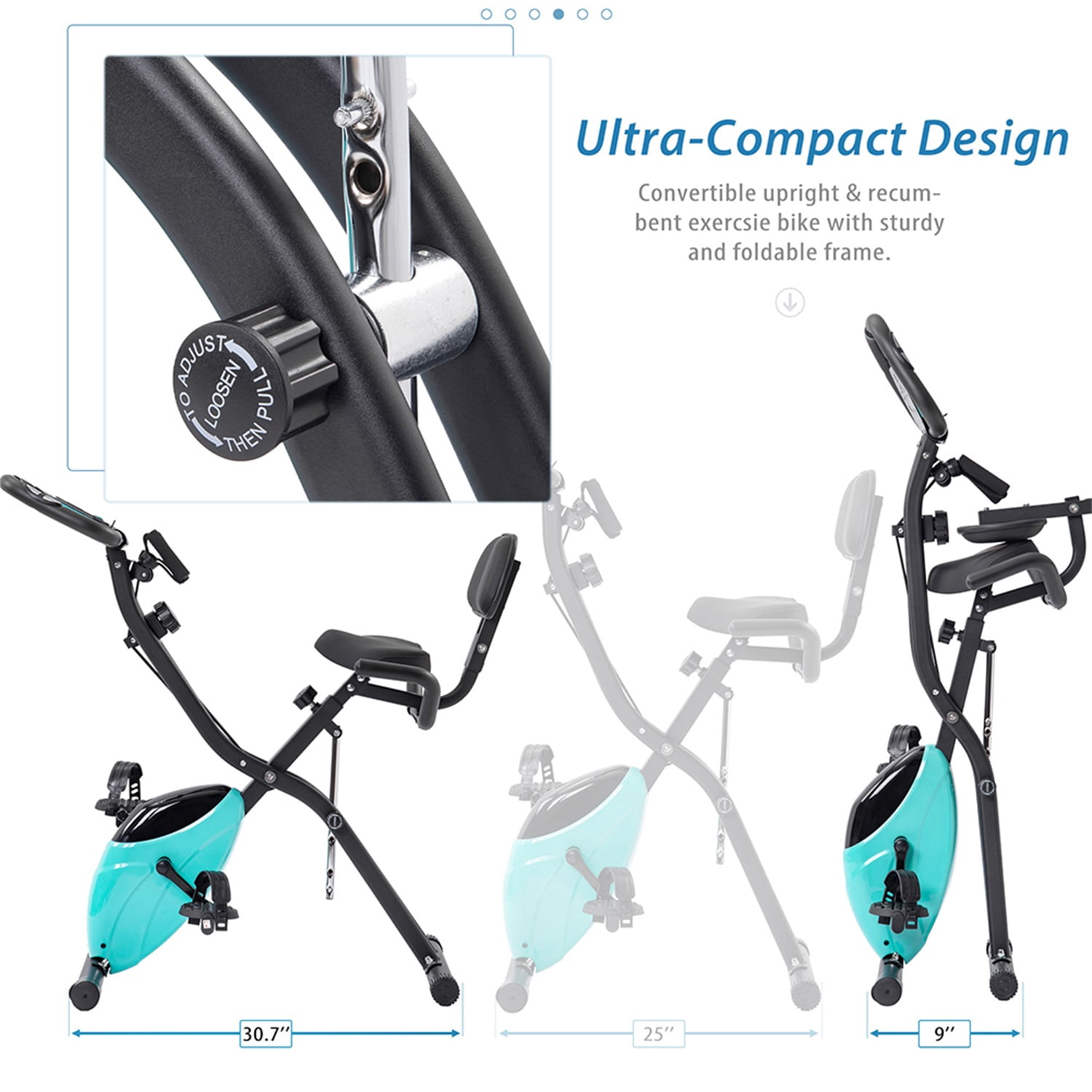 Canddidliike Indoor Cycling Bike Folding, Upright Bike with 10-Level Adjustable Resistance, Recumbent Exercise Bike - Green