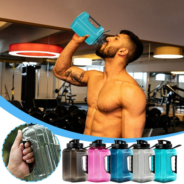 Botella grande de agua de 2,4L con marcador de tiempo - Botella deportiva impermeable para gimnasio, oficina y actividades al aire libre - Plástico Tritan sin BPA - Guía motivacional de hidratación