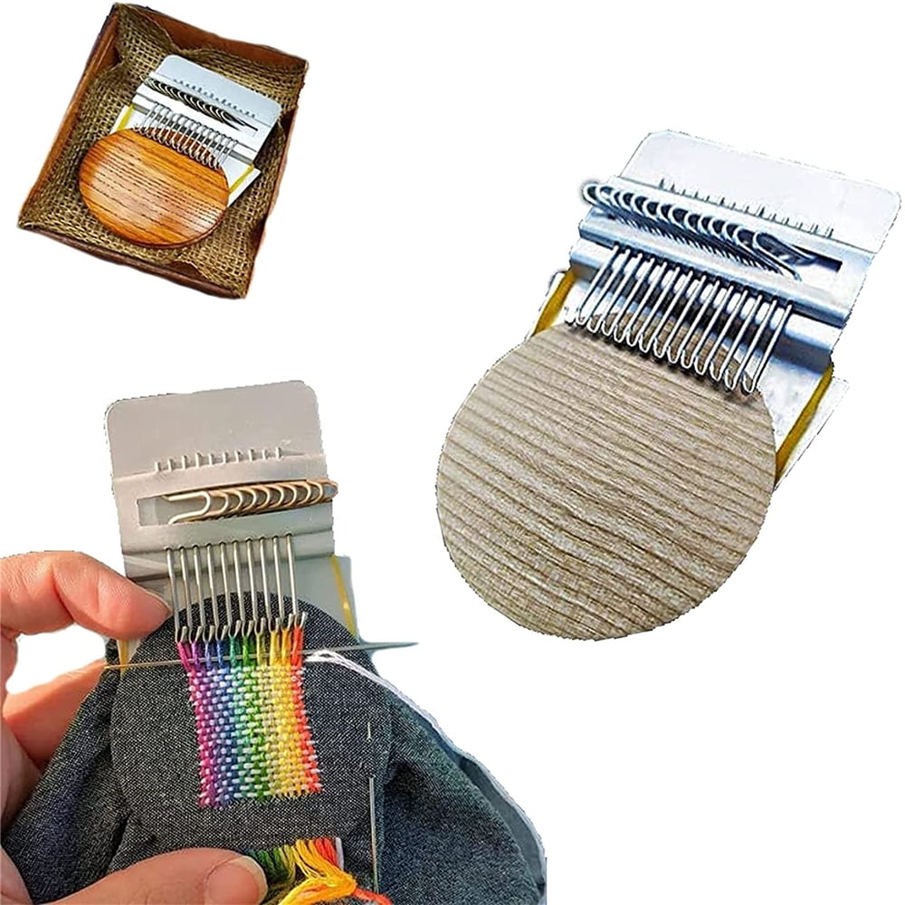 Fun Mending Loom Can Be Mended Quickly and Easily Clothes 42 Hooks Wooden Multi-craft Creative Diy Weaving Arts Small Loom-Speedweve Type Weave Tool Mini Rainbow Weaving Loom 