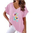 thumbnail image 2 of Qiopertar Blouses pour Femmes Col en V Imprimé T - Mode Confortable Tops Grandes Économies de Vacances! Moins de 5$ jusqu'à 90 % de Réduction, 2 of 4