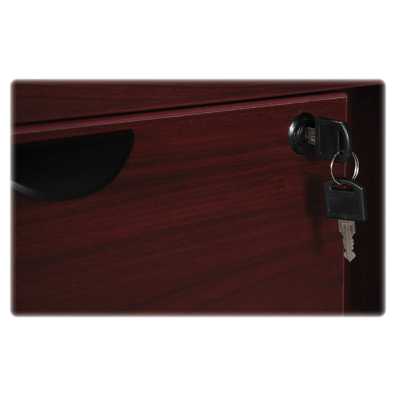 Lorell Prominence 2.0 Mahogany Laminate Lateral File - 2-Drawer 36" x 22" x 29" - 2 x File Drawer(s) - Band Edge - Material: Particleboard - Finish: Mahogany Laminate, Thermofused Melamine (TFM) - image 4 of 15