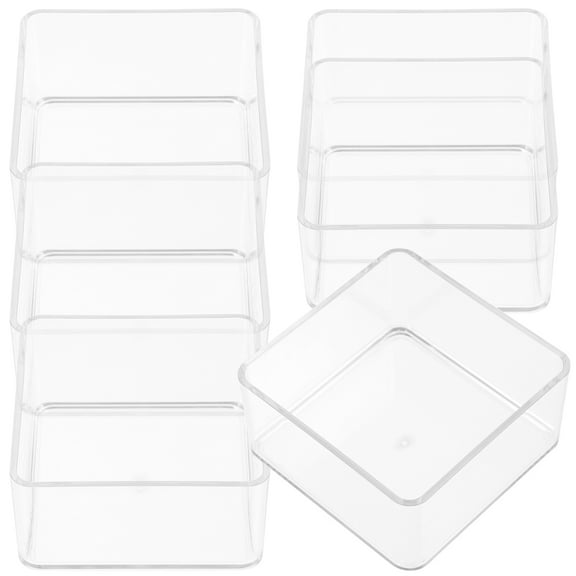 OHOIOLLA Plastic Organizer Boxes 6Pcs for Home Use Clear Drawer Organizers 8.5x8.5x4.5in