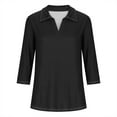 thumbnail image 6 of Scyoekwg Womens Shirts 3/4 Sleeve Tops V-Neck Lapel Three-quarter Sleeve Tshirt Loose Vintage Dressy Casual Blouses Fall Clothes Solid Color Fashion Blouses(Black,L), 6 of 6