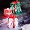 Holiday Time 3pcs Crystal Bead Gift Boxes Sculpture