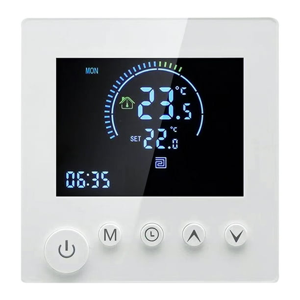 Termostato de pared inteligente programable Sensor NTC Pantalla LCD Botón táctil Calentamiento de agua Suelo cálido Termorregulador digital Controlador de temperatura para la habitación del hogar