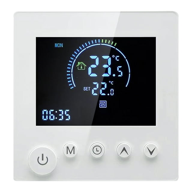 Termostato de pared inteligente programable Sensor NTC Pantalla LCD Botón táctil Calentamiento de agua Suelo cálido Termorregulador digital Controlador de temperatura para la habitación del hogar