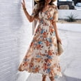 thumbnail image 4 of Women's Spring/Summer New Elegant Printed Waist-Slimming Short-Sleeve Chiffon Dress, 4 of 5