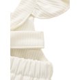 thumbnail image 3 of Faithtur Bébé Filles Romper, Couleur Unie Col Carré Manches Mouche une Seule Pièce, 3 of 9