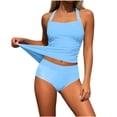 thumbnail image 2 of Sokhug Womens Solid Color Ribbed One Piece Swimsuit Backless Slim Fit Bathing Suit with Built in Bra, 2 of 6