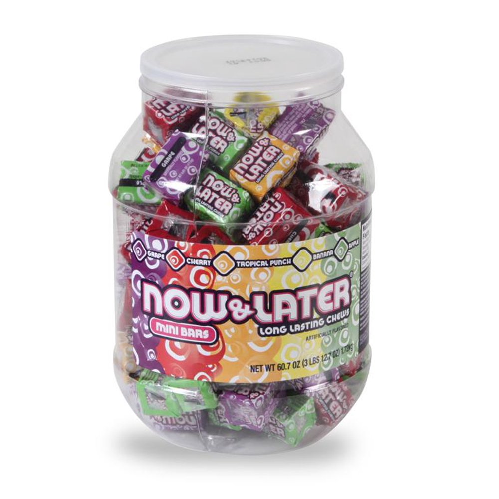 Now & Later Taffy 4 Piece Candy Bars, 60.7 Ounce Jar
