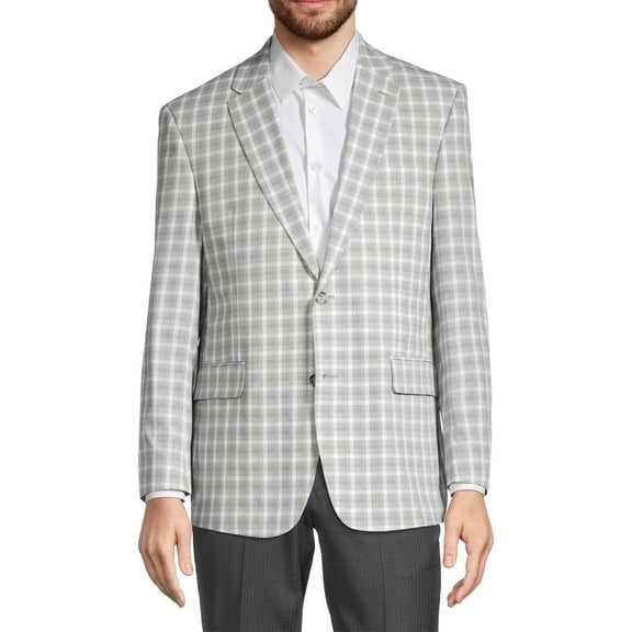 Tommy Hilfiger Mens Modern-Fit Plaid Sport Coat 40 Long Grey/Brown - NWT $295