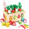 thumbnail image 3 of Wooden Animal Car Learning Toy for 0-3 Year Olds: Multifunctional Baby Activity Set with Shape Matching, Carrot Pulling & Driving Games – Compact, Durable, Ready-to-Play Educational Playset for, 3 of 6