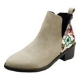 thumbnail image 1 of NECHOLOGY Botas Mujer Adulto Femenino Zapatos Botines mujer Otoño nuevas botas grandes europeas y con tacones gruesos puntiagudos botas estampadas (White, 6.5), 1 of 7