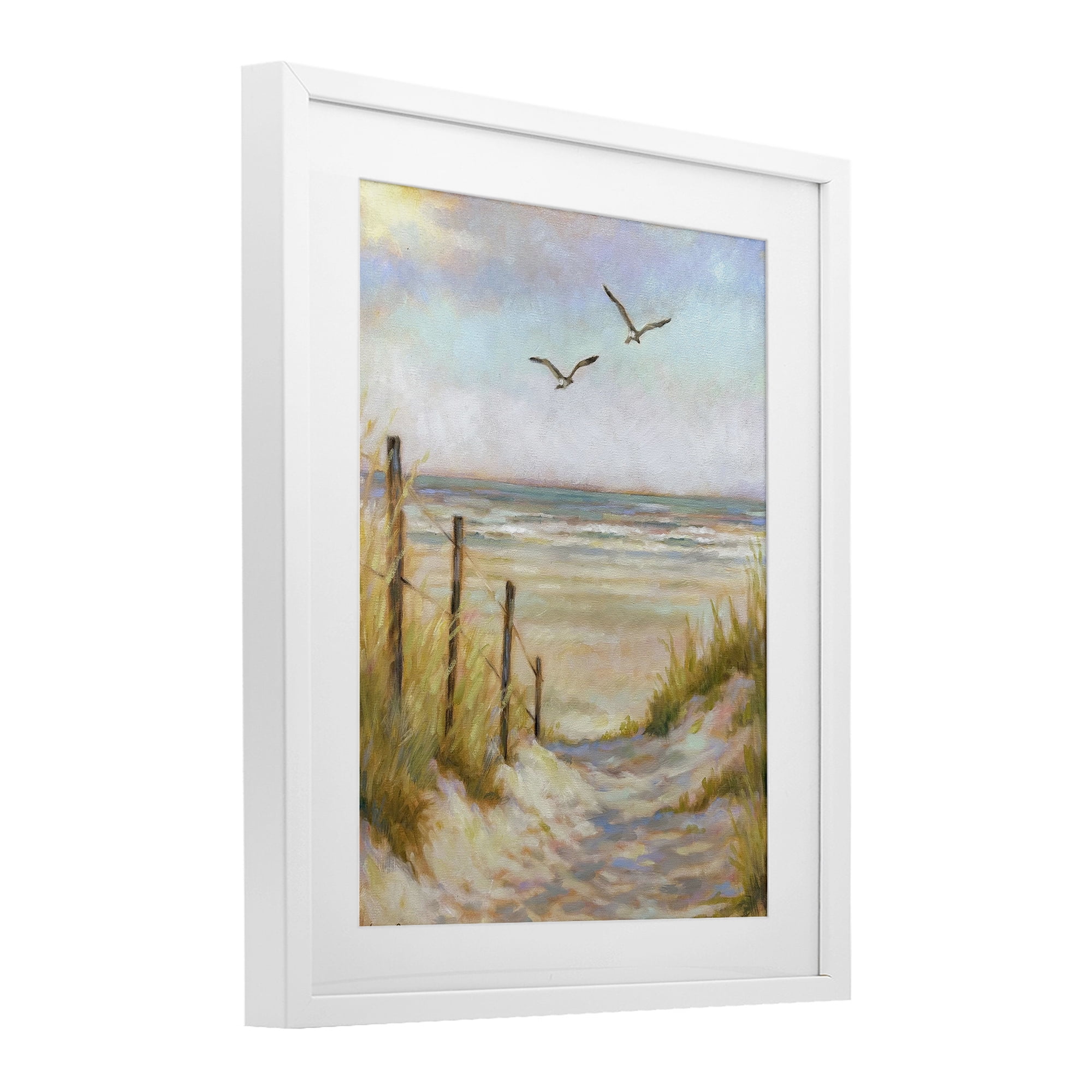 Stupell Industries Tranquility Beach Coastal Path White Framed Print Under Glass, design by Linda Sperruzzi