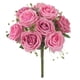thumbnail image 1 of Ramo de flores de rosas artificiales de 9 cabezas, ramo de flores de novia, fiesta de boda, tela de seda, decoración floral falsa, rosa oscuro Sweethay HA6916-03B, 1 of 6