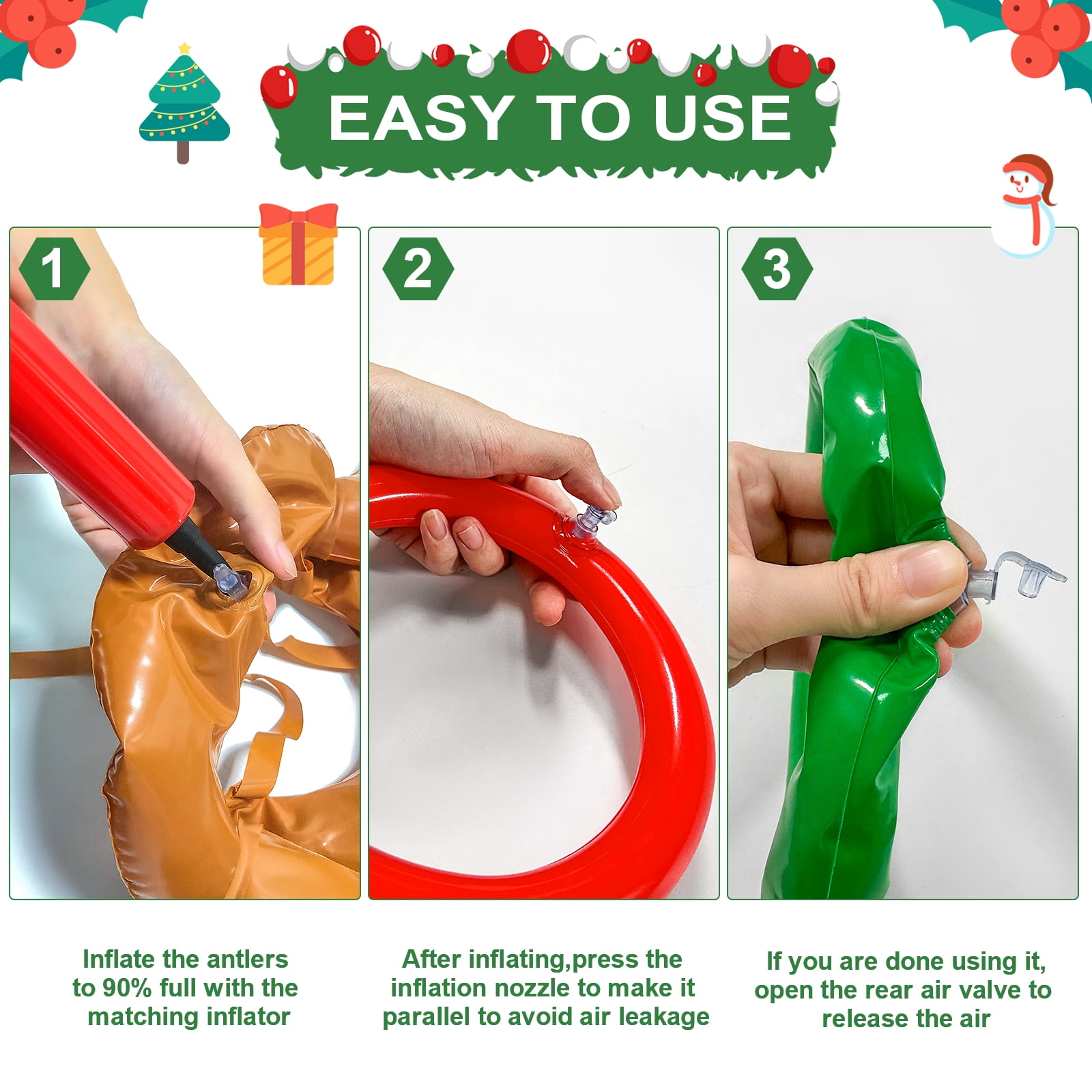 Inflatable Reindeer Antler Ring Toss Game,Antler Hat with Rings Christmas Party Games for Party Supplies Outdoor Indoor Ring Toss Game