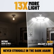 Bell + Howell Hex Bulb E26 LED Ultra Bright 6 Panel Light Bulb, Socket Light, Adjustable Shop Light Ceiling Light, No Wiring Needed, 60 Watts