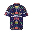 thumbnail image 4 of Xecao Happy Mardi Gras print Hawaiian shirt - a stylish short-sleeve button-down for men, perfect for casual beach and tropical outings., 4 of 9