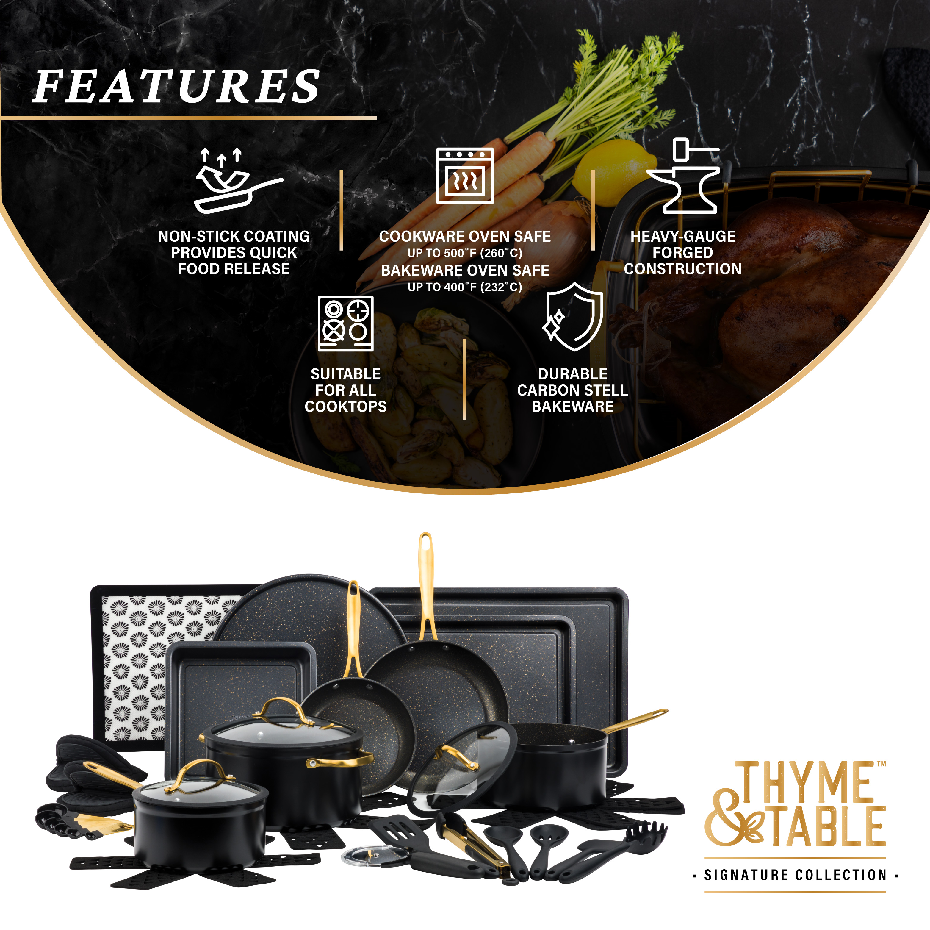 Thyme & Table 32-Piece Cookware & Bakeware Non-Stick Set, Black - image 4 of 6